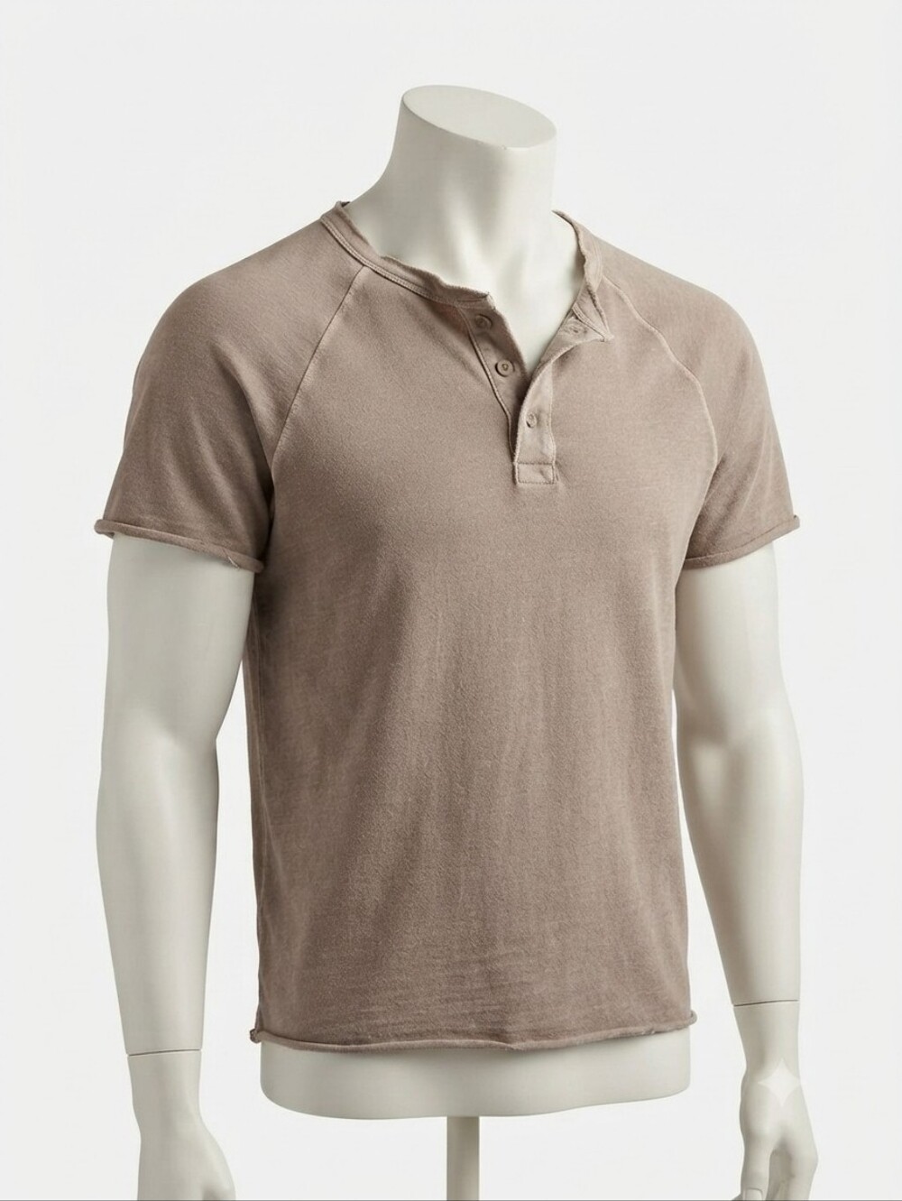 Madewell Men’s Tan Raw Edge Henley Short Sleeve Shirt Size S